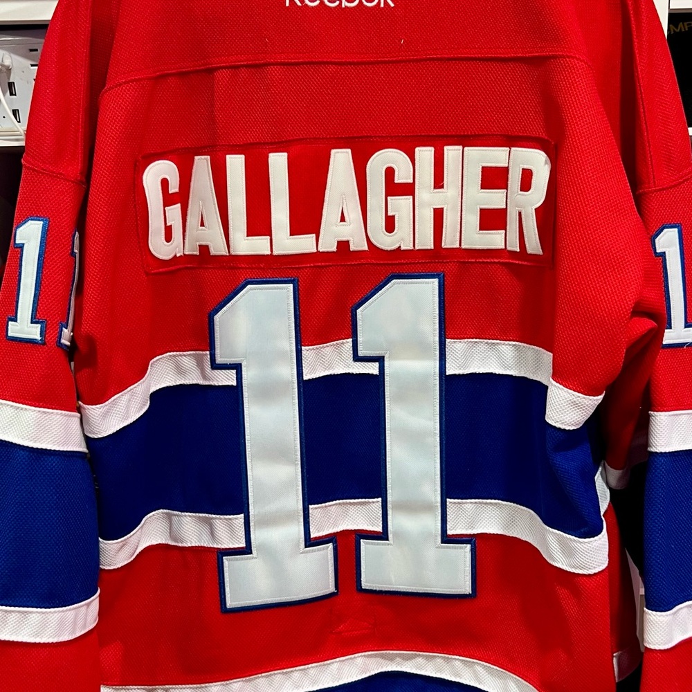 Reebok Red and Blue Hockey Jersey with Number 11